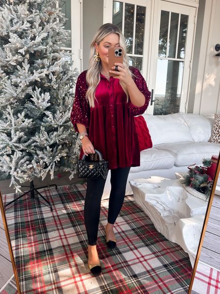 Holiday outfit with leggings! 
Use code THANKSWHITNEY30 for 30% off holiday collection on Red Dress! 

#LTKSeasonal #LTKworkwear #LTKHoliday