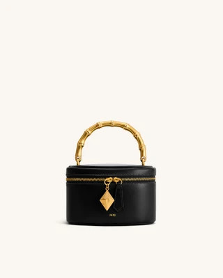 Natalie Metal Geometric Pendant Handle Bag - Black | JW PEI US