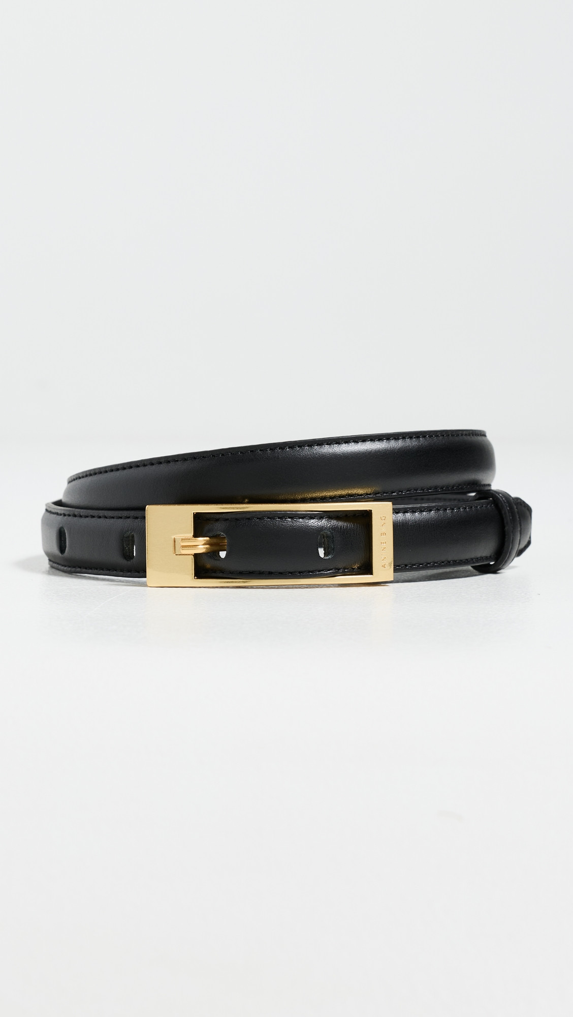 ANINE BING Elly Smooth Leather Belt Black XS/S | Shopbop