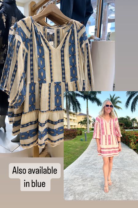 Love this pink and cream resort beach dress with tan sandals, sunglasses and a Gucci bag. Size extra small dress which runs a little big. Also available in blue. Sandals true to size. Spring break beach vacation.

Follow my shop @thesensibleshopaholic on the @shop.LTK app to shop this post and get my exclusive app-only content!

#liketkit #LTKSeasonal #LTKstyletip #LTKover40
@shop.ltk
https://liketk.it/4wvsg