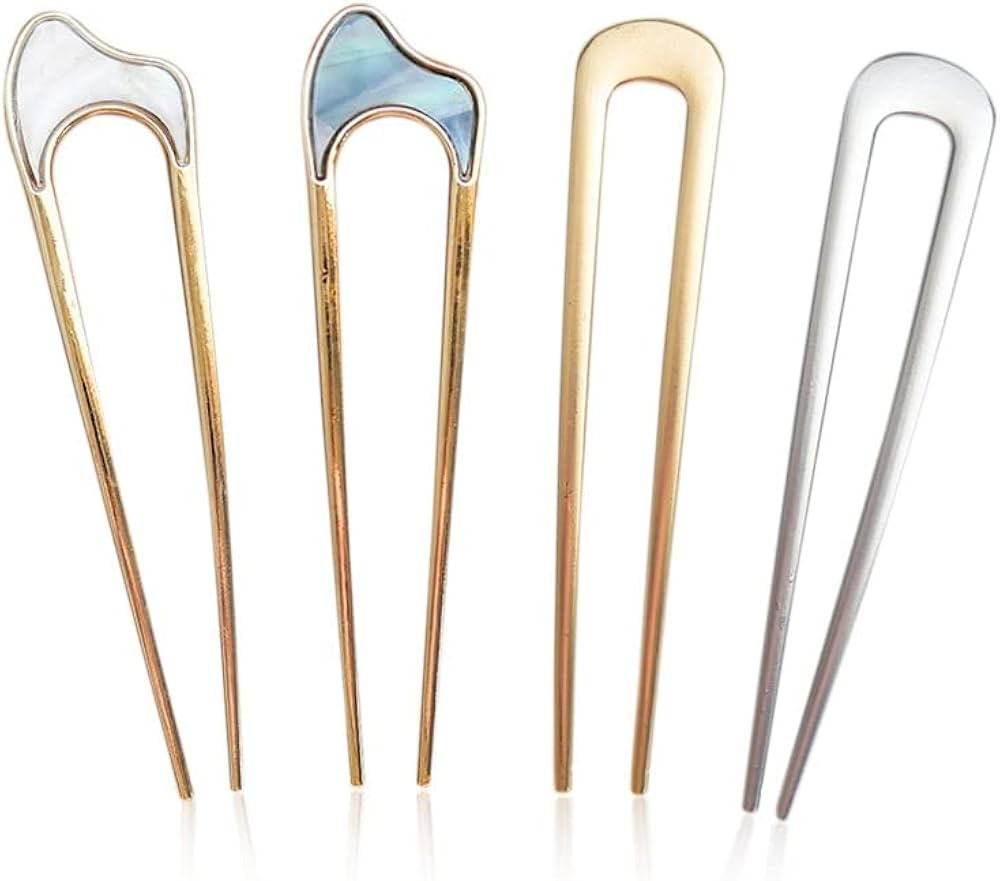 SIOPPKI 4 Pcs Épingles à Cheveux U Bâton, Français Épingle à Cheveux en Métal Broches Épi... | Amazon (FR)