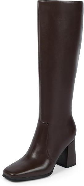 Knee High Boots Women Square Toe Chunky Heel Fashion Tall Boots | Amazon (US)