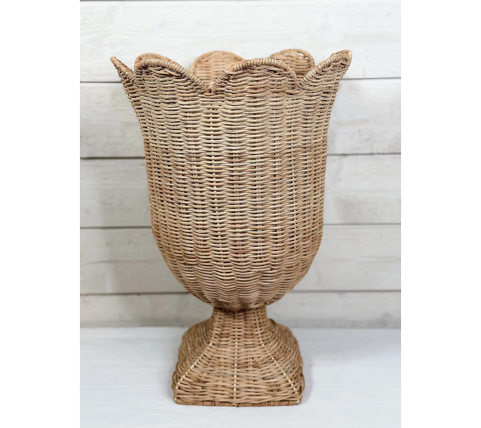Simply Stunning 19"" Woven Scalloped Footed Urn by Janine Graff | QVC