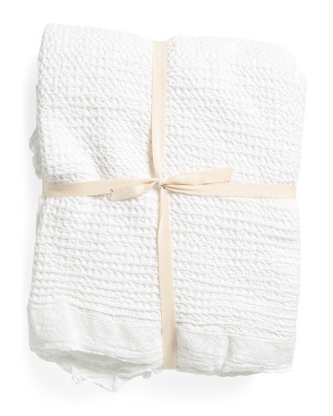 Made In Portugal Waffle With Ruffle And Lace Edge Coverlet | Marshalls