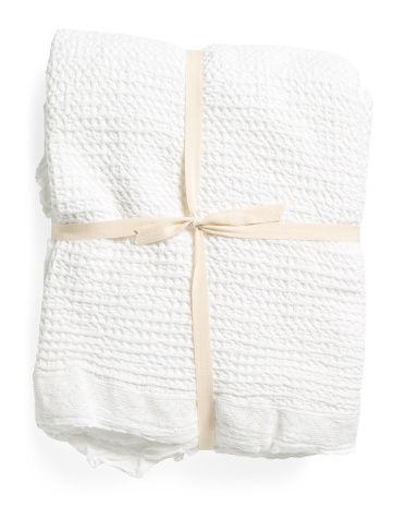 Made In Portugal Waffle With Ruffle And Lace Edge Coverlet | Marshalls