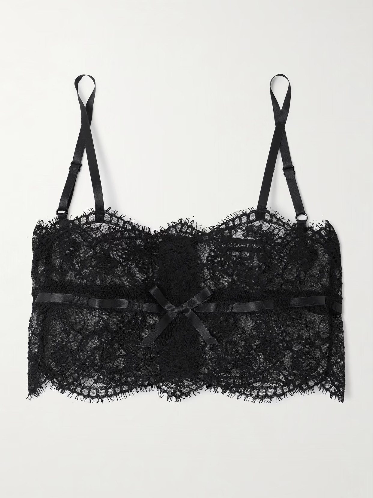 Dolce & Gabbana - Satin-trimmed Chantilly Lace Top - Black | NET-A-PORTER (UK & EU)