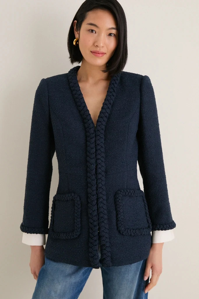 Navy Braided Trim Shay Jacket | Tuckernuck (US)