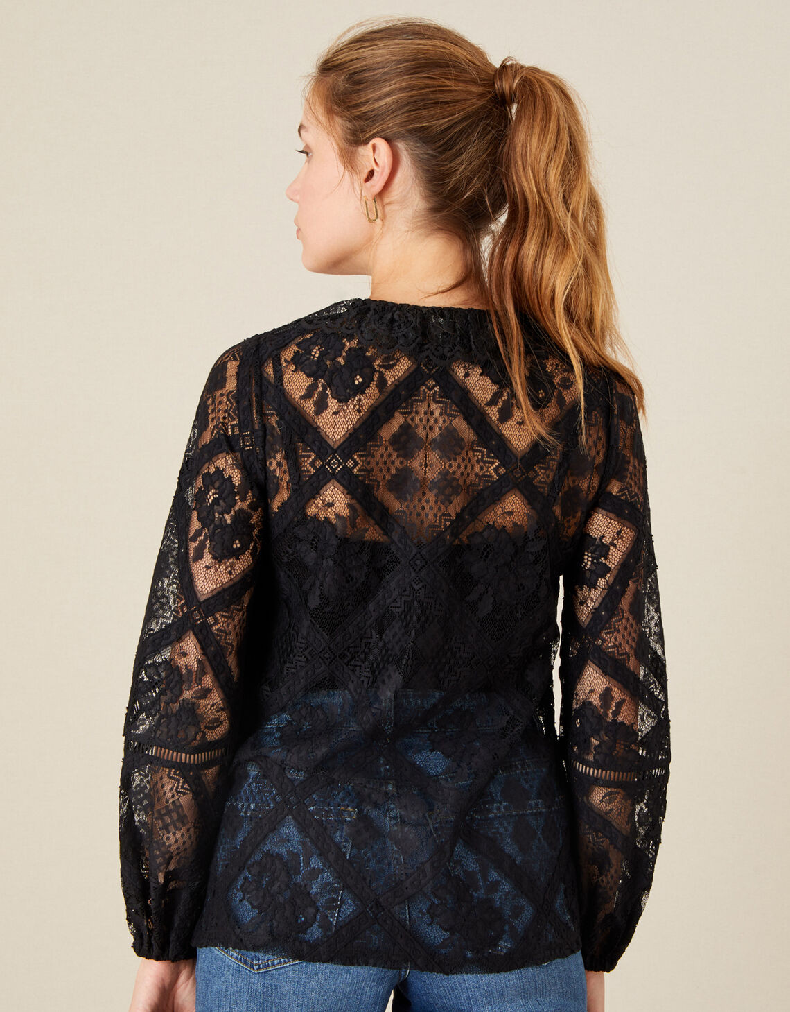 Leila Collared Lace Blouse Black | Monsoon (UK)