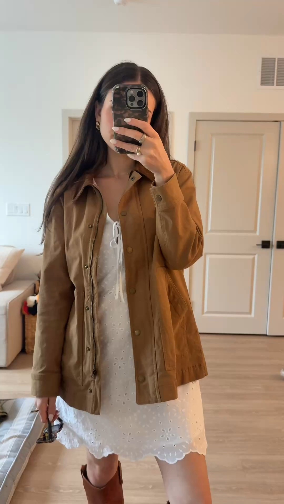 Early casual fall outfit 🍂 this eyelet shift dress is now under $20!! 

Riding boots and a barn jacket is one of my go-to fall closet staples 

this old navy barn coat is from last year, so I linked similar styles!! 

[Barn jacket, shift dress, riding boots, knee high boots, target dress]

#LTKootd #LTKSeasonal