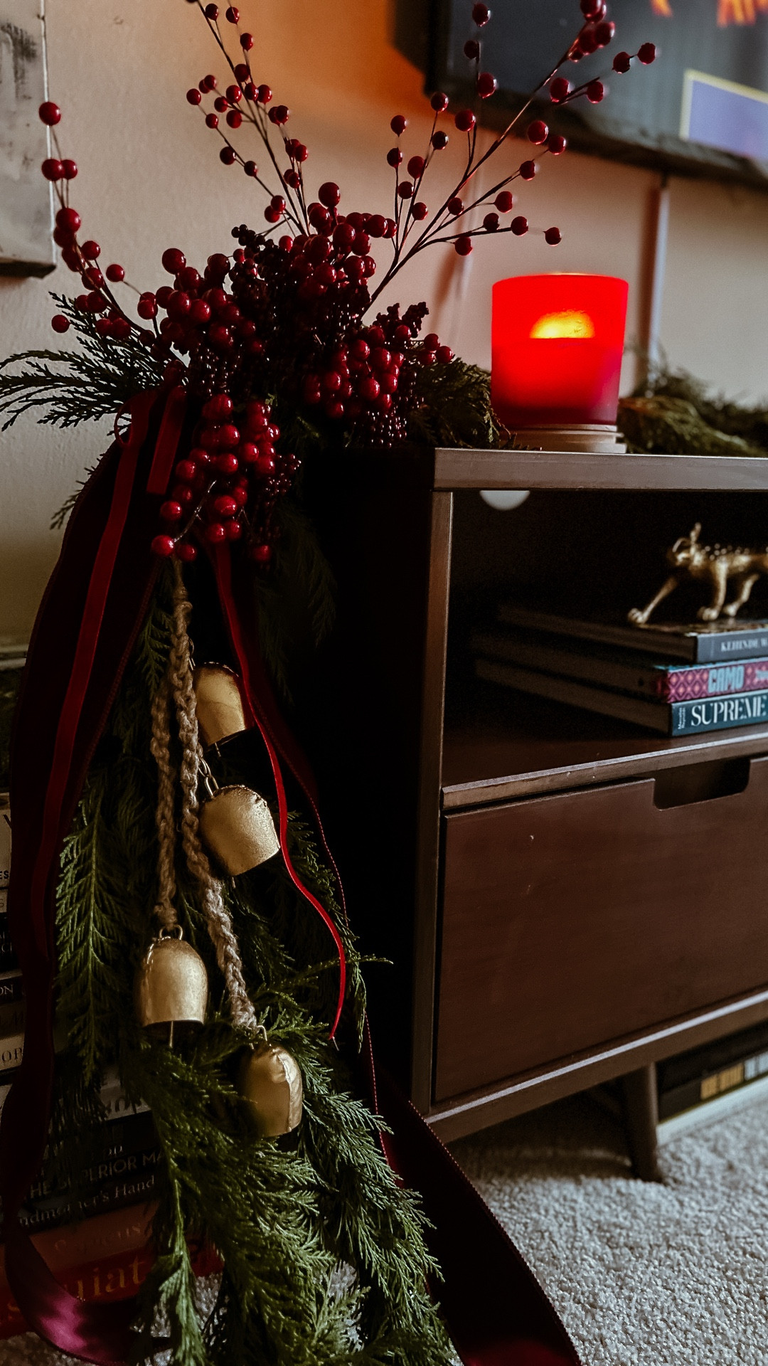 I’m slowly adding Christmas decorations to the “Fif floor” apartment.  The garland is real (I love the smell) and the candlesticks are thrifted, but everything else is linked.  🎄 

#LTKHoliday #LTKSeasonal #LTKHome