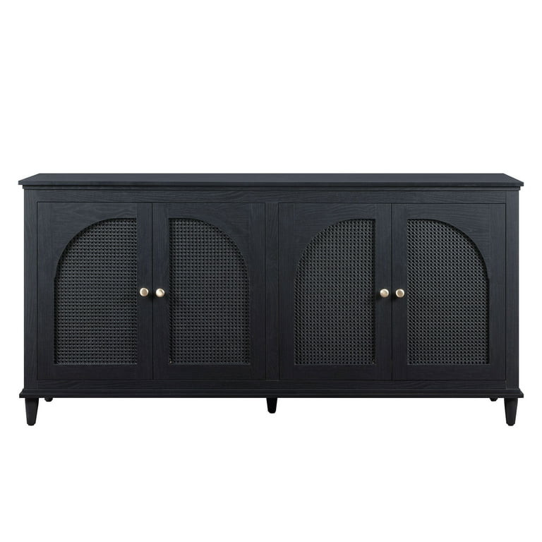 Beautiful Drew Rattan 4-Door Buffet by Drew Barrymore, Black Finish | Walmart (US)