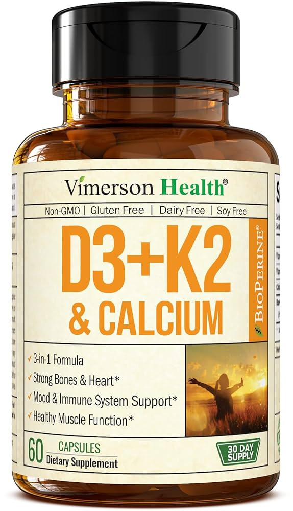 Vitamin D3 K2 5000 IU Supplement – Vitamin D + Vitamin K2 (as MK7) + Calcium – 3-in-1 Support... | Amazon (US)