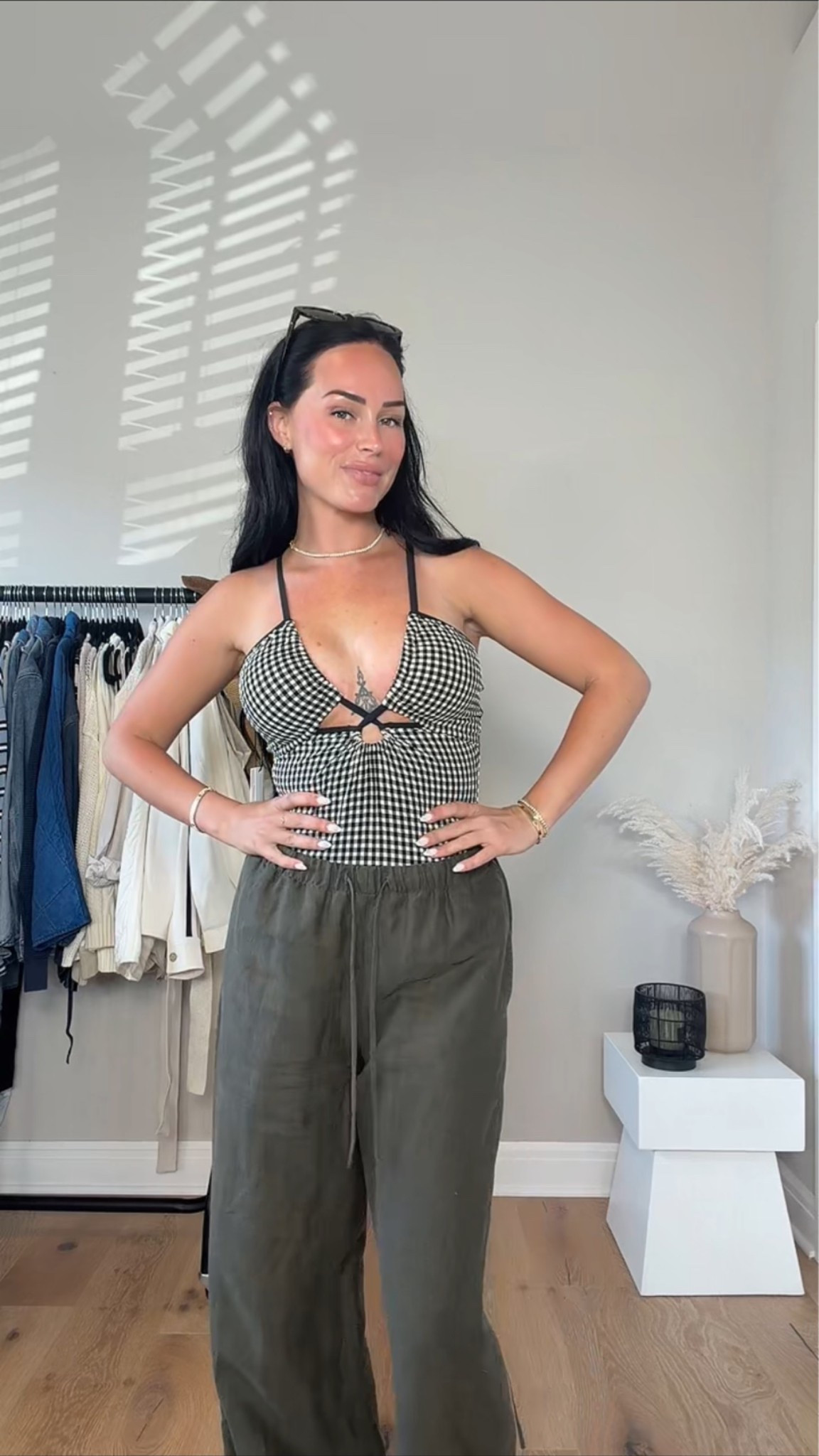 Cute @Anthropologie finds ✨

My sizing 5’7, 145lbs, 32dd
I’m wearing a size small swimsuit, size M pants