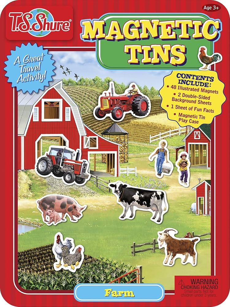 Bendon Farm Magnetic Tin Playset with 3 Illustrated Magnet Sheets and Dual Playscenes TS Shure 50... | Amazon (US)