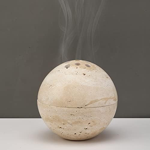 Natural Travertine Incense Cone Holder, Handmade Stone Sphere Incense Burner for Medication Yoga ... | Amazon (US)