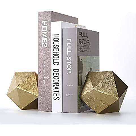 Ambipolar Decorative Gold Cast Iron Bookends, Home Decorative Bookends for Heavy Books, Abstract ... | Amazon (US)