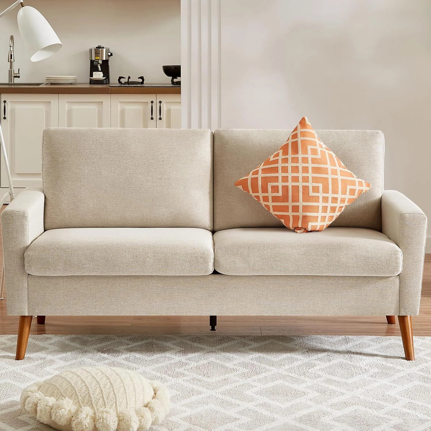 Loveseat Sofa Mid Century Modern Small Couches For Small Spaces, Upholstered Small Couch For Bedr... | Wayfair North America