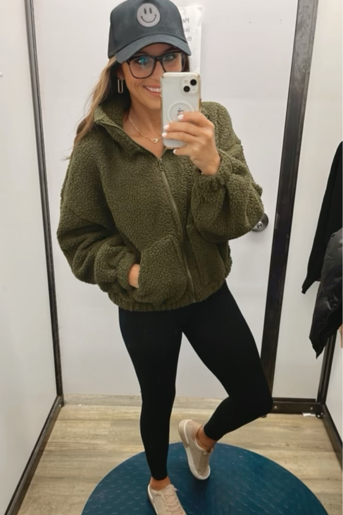 Fall fashion!  Full zip Sherpa jacket from Old Navy, Walmart leggings, DSW sneakers 

#LTKstyletip #LTKshoecrush #LTKSeasonal