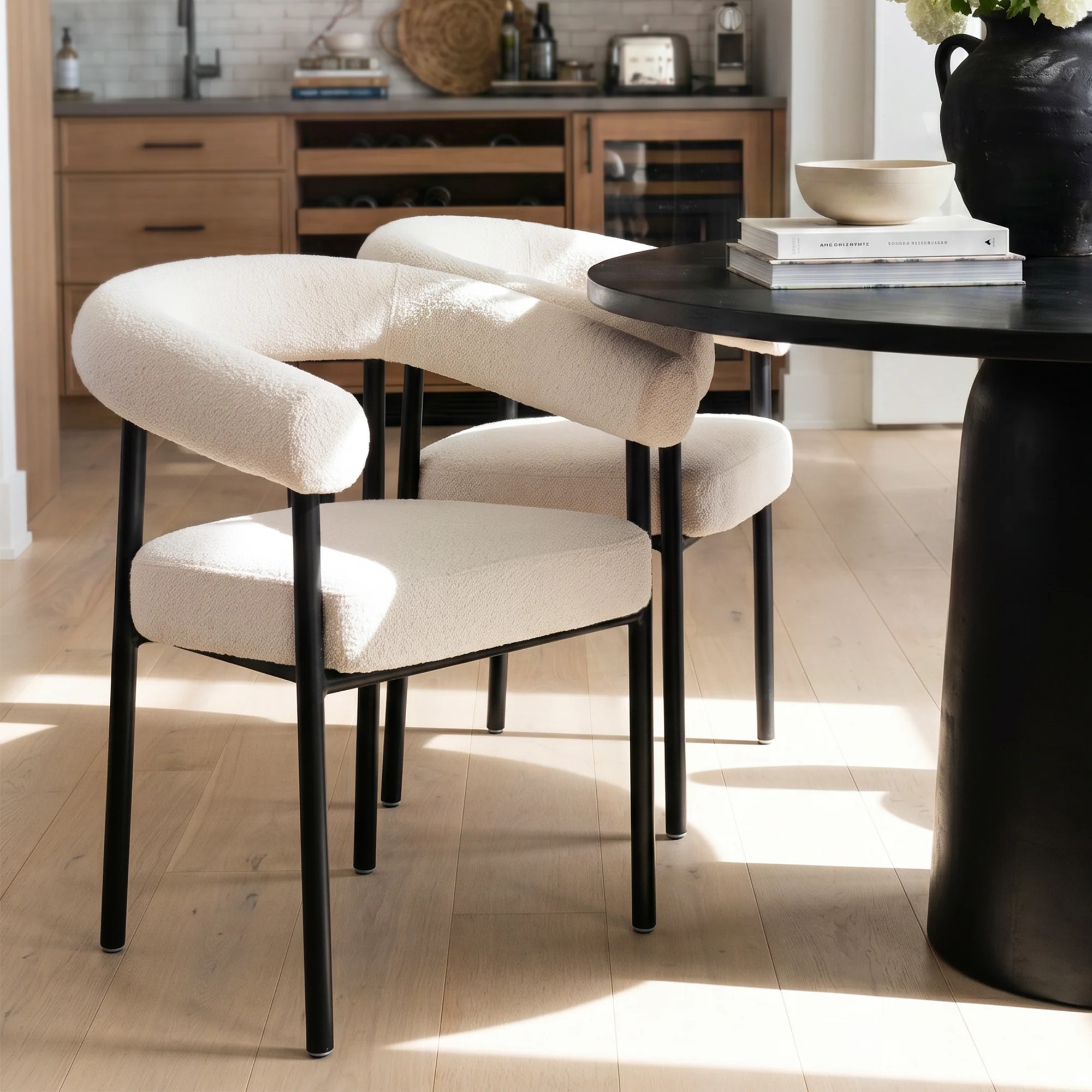 New York Modern Boucle Upholstered Dining Chair (Set of 2) | Pop Maison