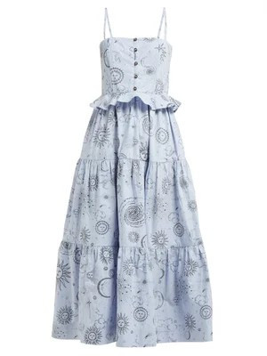 Over the Moon-print cotton-poplin midi dress | Matches (US)