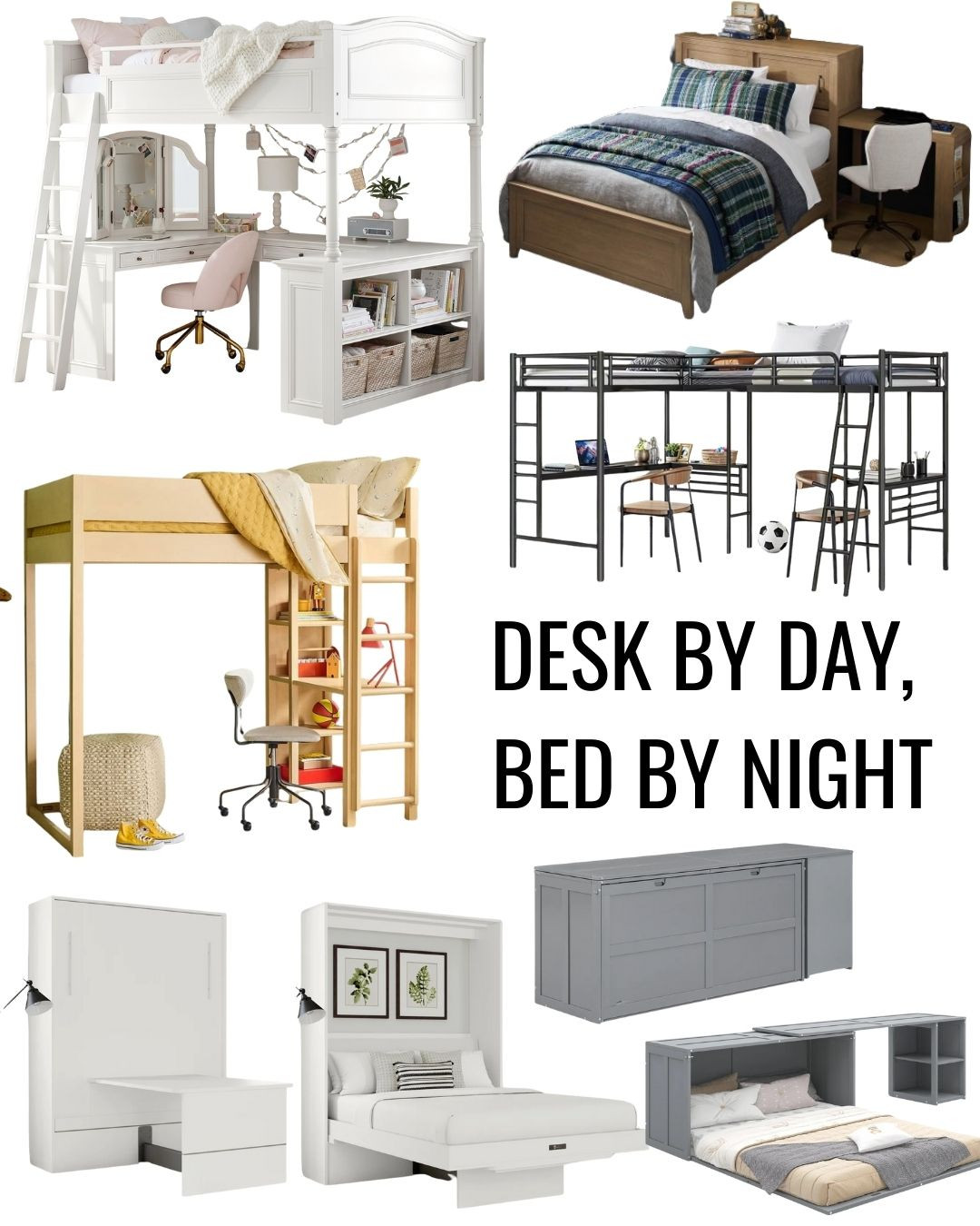 Desk by day, bed by night
In small apartments, dorm rooms, or shared bedrooms, every square inch counts. That’s why beds with desks built right in are such a lifesaver. These clever designs give you a place to sleep and a spot to study, game, or work—without eating up all your floor space.

From sleek Murphy beds with desks that disappear into the wall to loft beds with storage, USB ports, and LED lights, there’s something here for every style and budget. Perfect for teens, college students, or anyone who wants to turn one room into a multi-functional dream space.

Ready to reclaim your floor plan and finally get organized? These beds prove you don’t need a huge home to live large. 

 #LTKHome