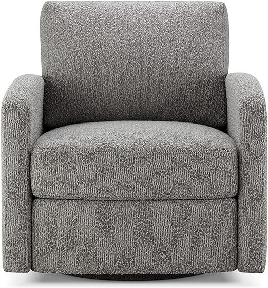 CHERS Grazia Swivel Accent Chair Barrel Upholstered Armchair with Swivel Base, Light Gray Club Ar... | Amazon (US)