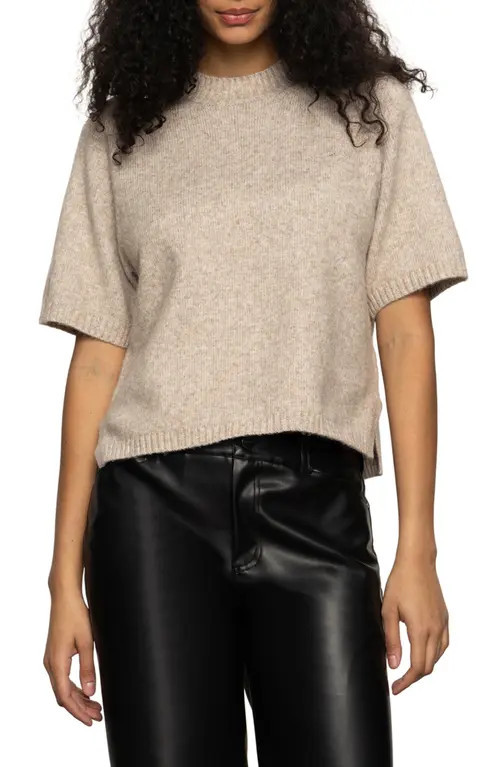 Sanctuary Short Sleeve Sweater in Heather Pearl at Nordstrom, Size Small | Nordstrom