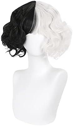 QYA Curella de Vil Cosplay Costume Wig Half Black And White Fluffy Short Layered SyntheticHairs f... | Amazon (US)