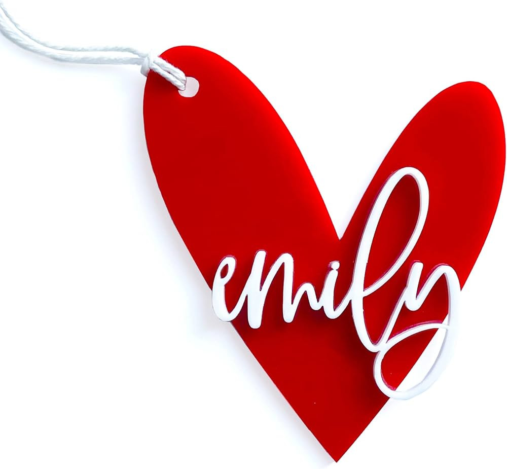 The Cotton & Canvas Co. Personalized Name Heart Gift Tag, Acrylic Tag, Valentine's Day Gift Baske... | Amazon (US)