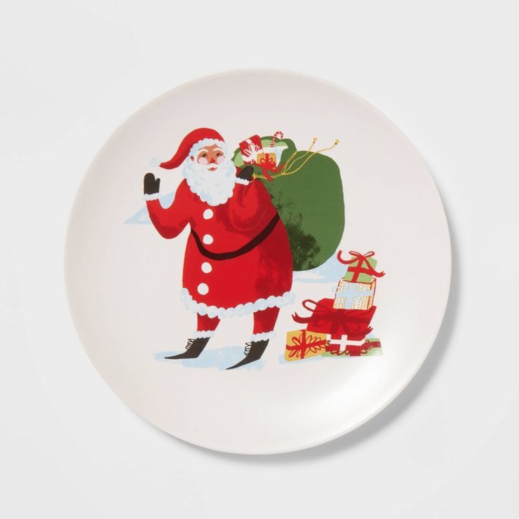 7.5" Stoneware Santa Appetizer Plate Red/White - Threshold™ | Target