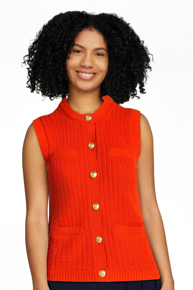 Free Assembly Women's and Women's Plus Button Front Cable Knit Sweater Vest, Lightweight, Sizes X... | Walmart (US)
