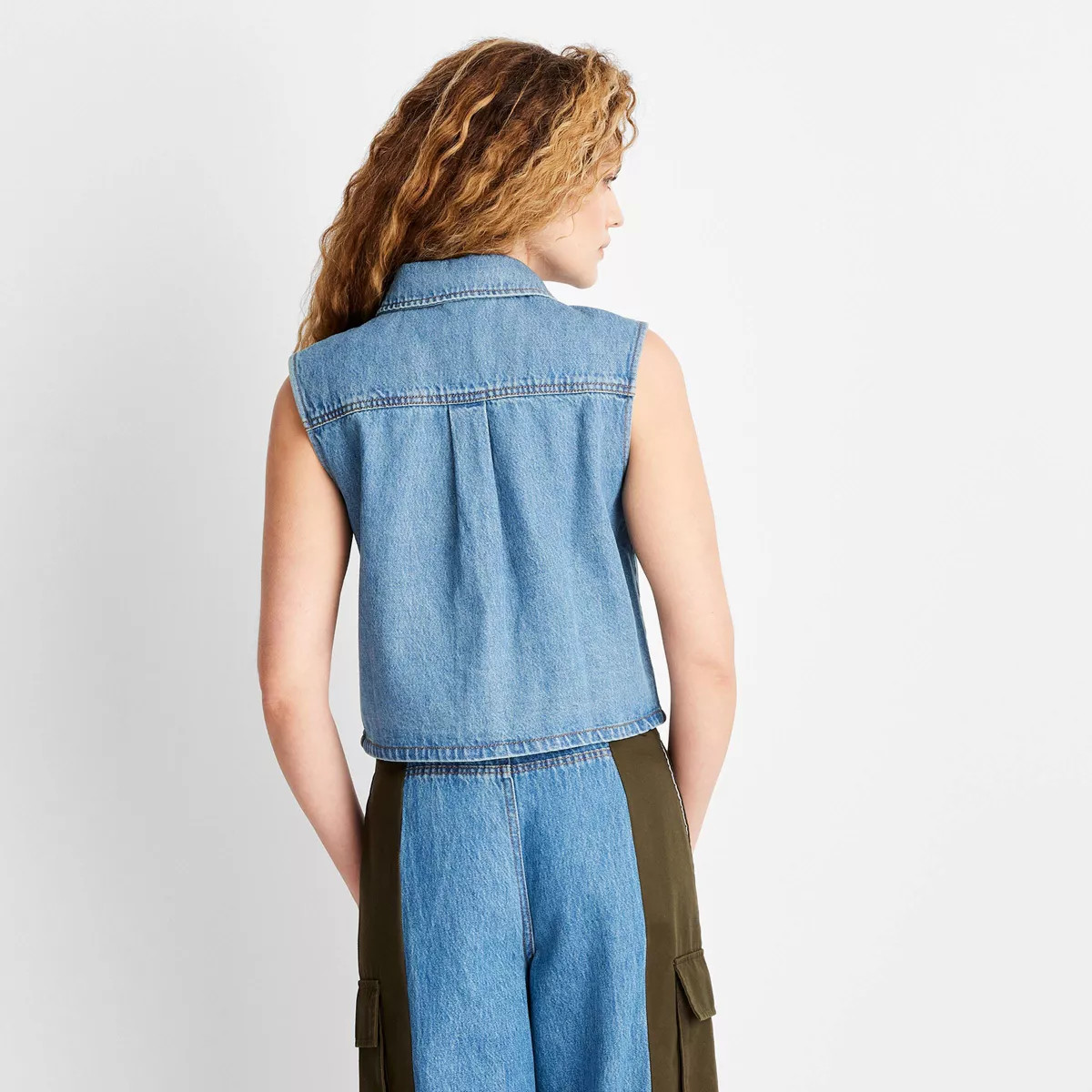 Women's Collared Button-Down Shirt - Future Collective Blue Denim | Target