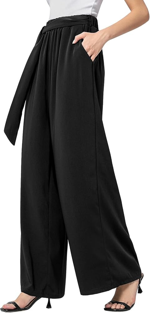 QIANXIZHAN Women's Wide Leg Pants, High Waisted Palazzo Pants Dressy Summer Flowy Casual Lounge W... | Amazon (US)