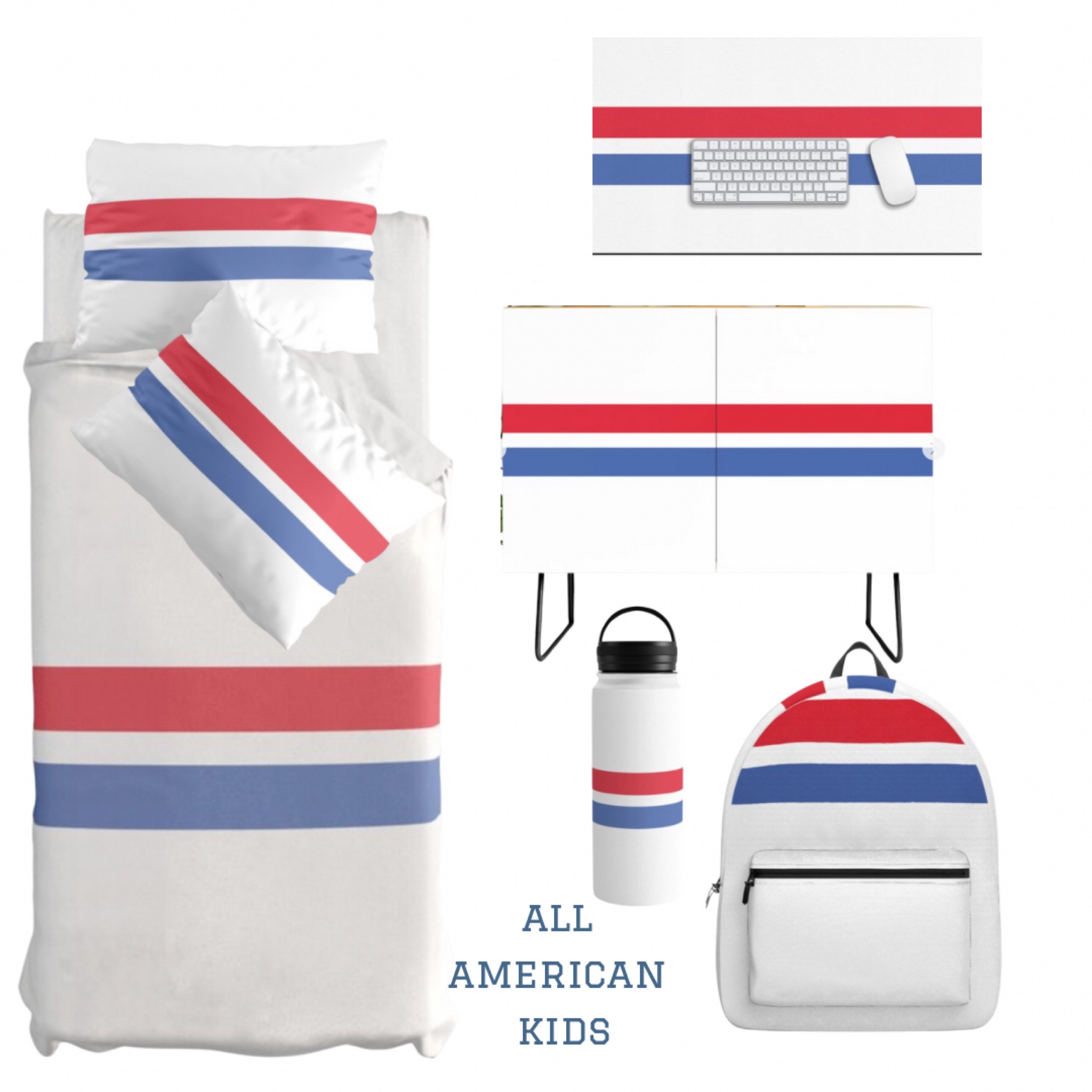 We love this for a patriotic bedroom! Red, white and blue form decor. Dorm room inspi, retro vibes, preppy style. Nursery, kids, back to campus, back to school, bedding, water bottle, console, desk 

#LTKhome #LTKBacktoSchool #LTKkids