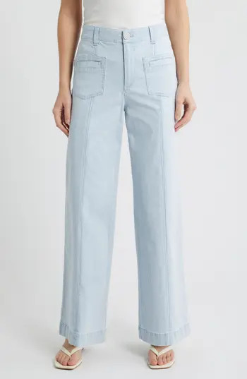 Wit & Wisdom Skyrise Stripe Patch Pocket Wide Leg Pants in Powder Blue at Nordstrom Rack, Size 16 | Nordstrom Rack