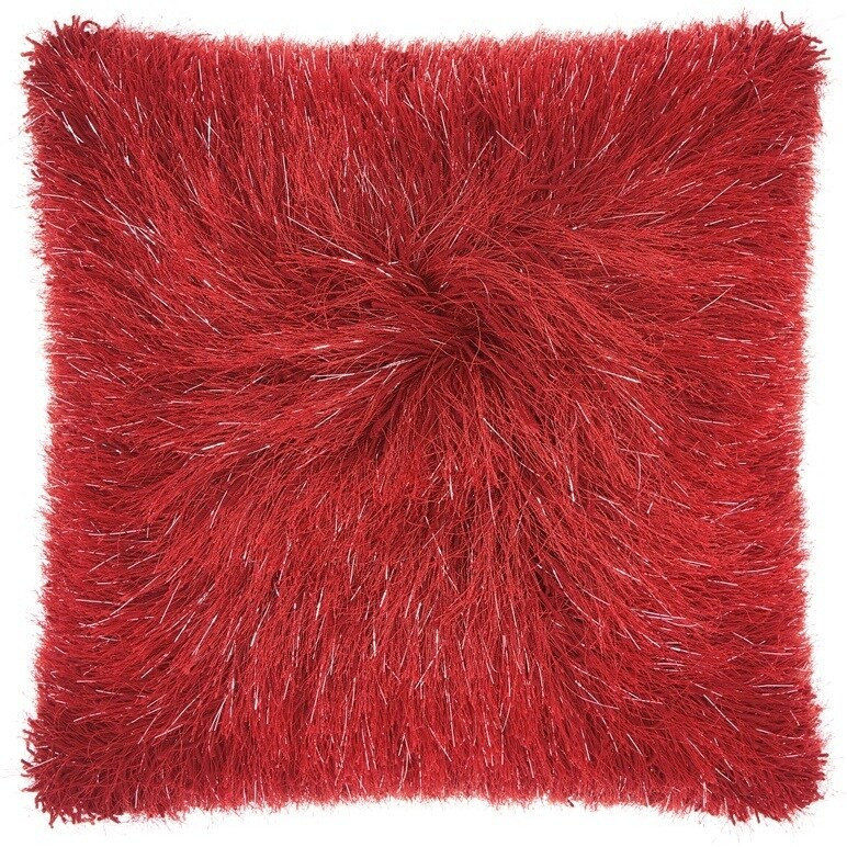 Mina Victory Yarn Shimmer Red Shag Throw Pillow (20-Inch X 20-Inch) (Red) | Bed Bath & Beyond