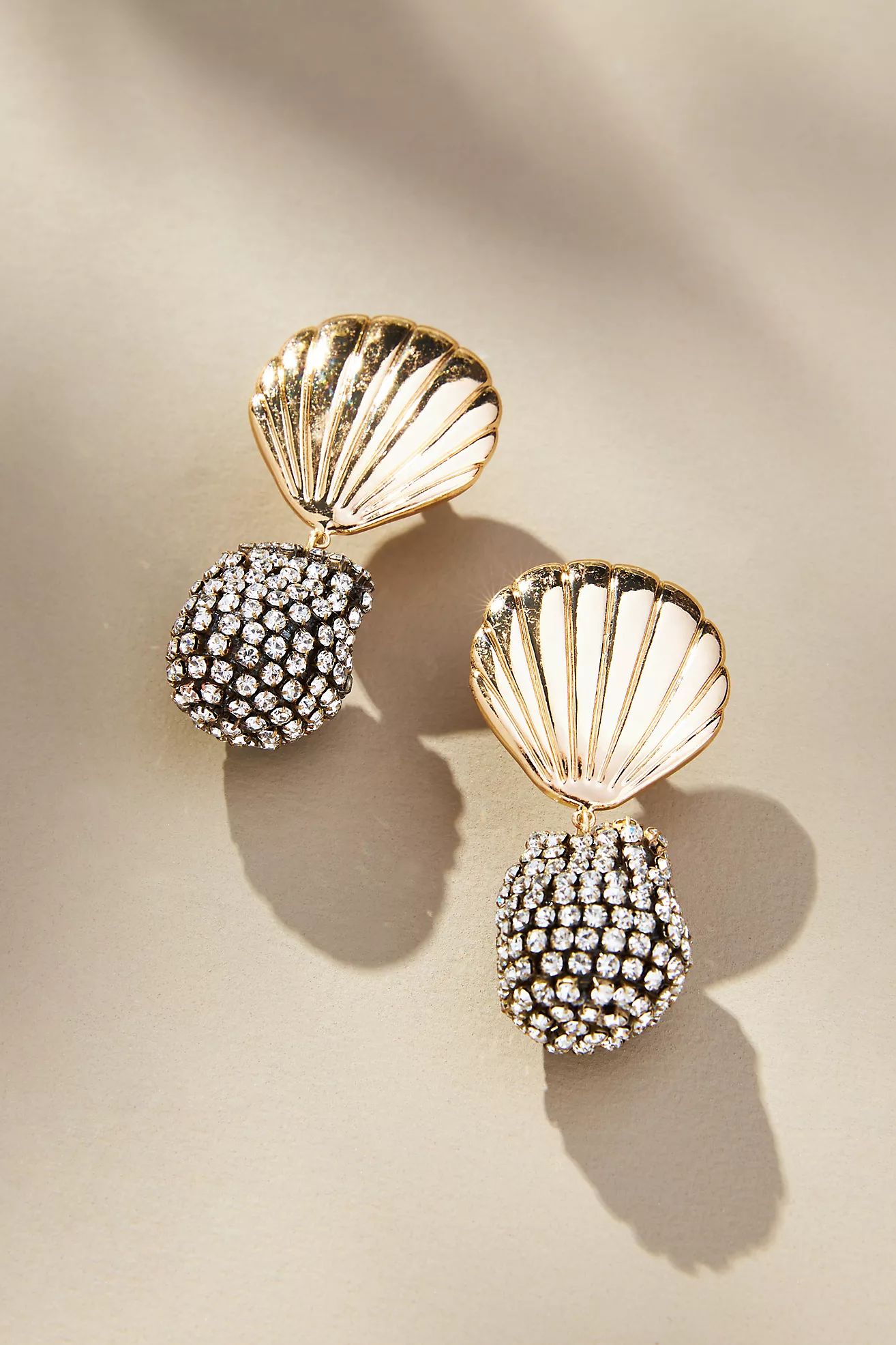 Gold-Plated Crystal Shell Drop Earrings | Anthropologie (UK)