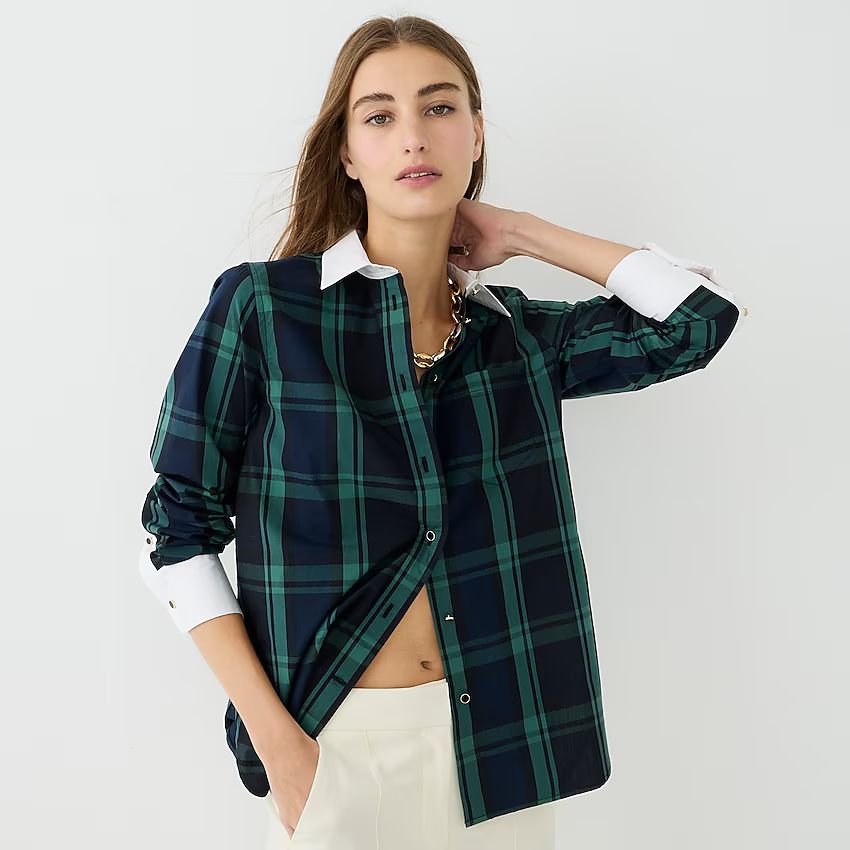 Classic-fit cotton poplin shirt in Black Watch tartan | J.Crew US