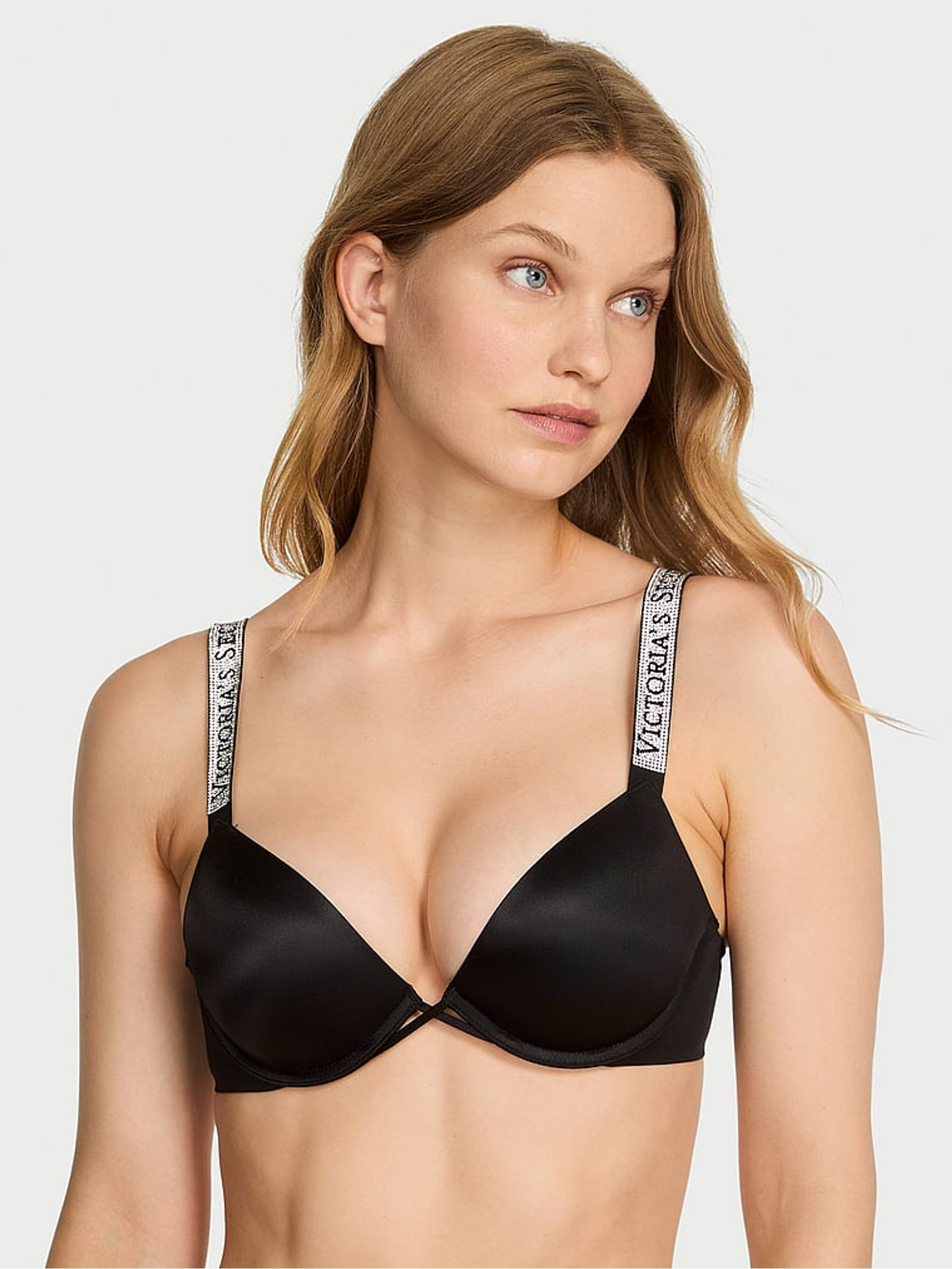 Black Push Up Shine Strap Bra | Victoria's Secret UK