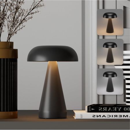 Cordless Mushroom Table Lamp, Rechargeable Battery Operated Metal Black Lamp, Small Mushroom Night Light for Bedroom Living Room 🖤

#LTKfindsunder50 #LTKstyletip #LTKhome