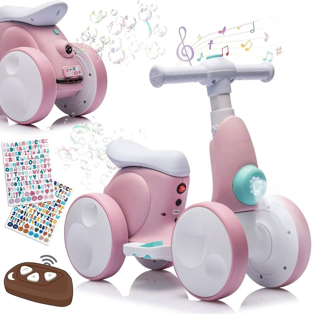 Electric Baby Balance Bike with Bubble Machine for 1 Year Old Boys Girls 4 in 1 Toddler Balance B... | Amazon (US)