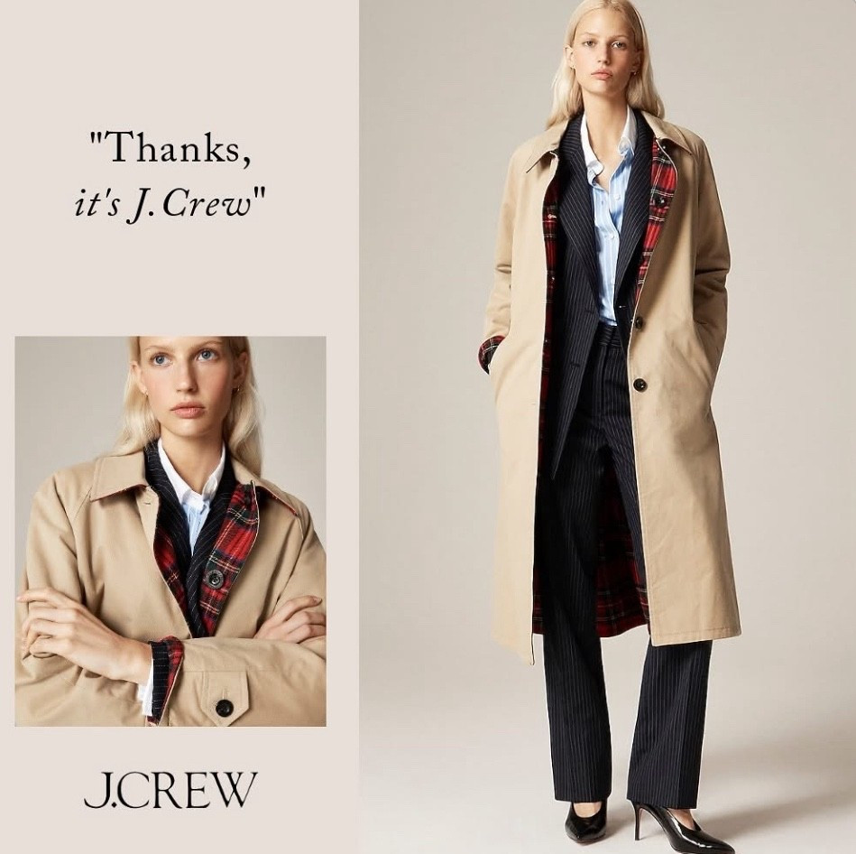 Alex Eagle X J.Crew reversible trench coat. Also available in black.

#LTKWorkwear