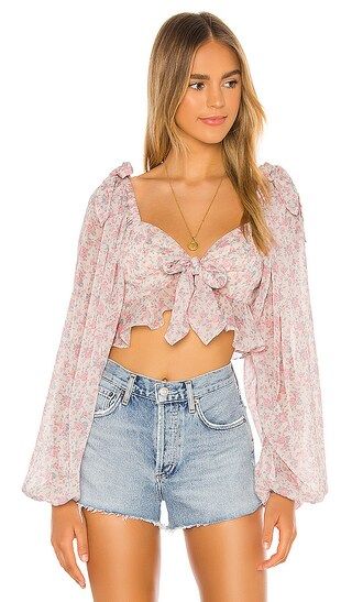 Bristol Top in Ivory Rose Blooms | Revolve Clothing (Global)