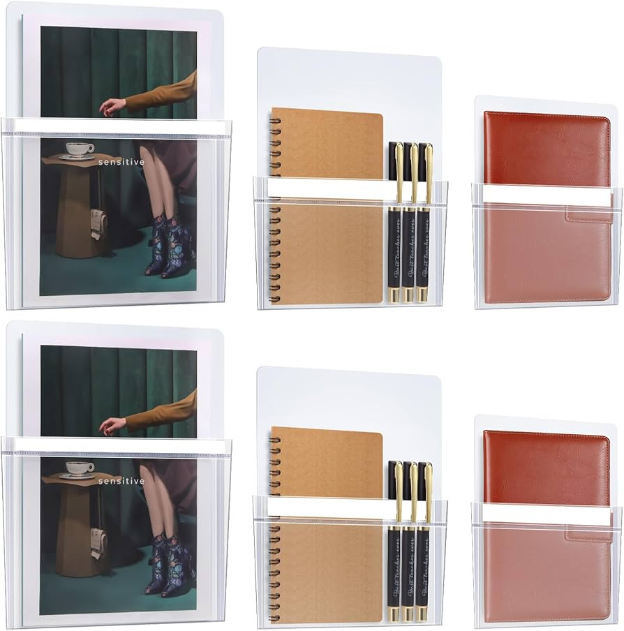 Ctosree 6 Pcs Magnetic File Holder 3 Size Magnetic Pen Holder Refrigerator Magnet Organizer Wall ... | Amazon (US)