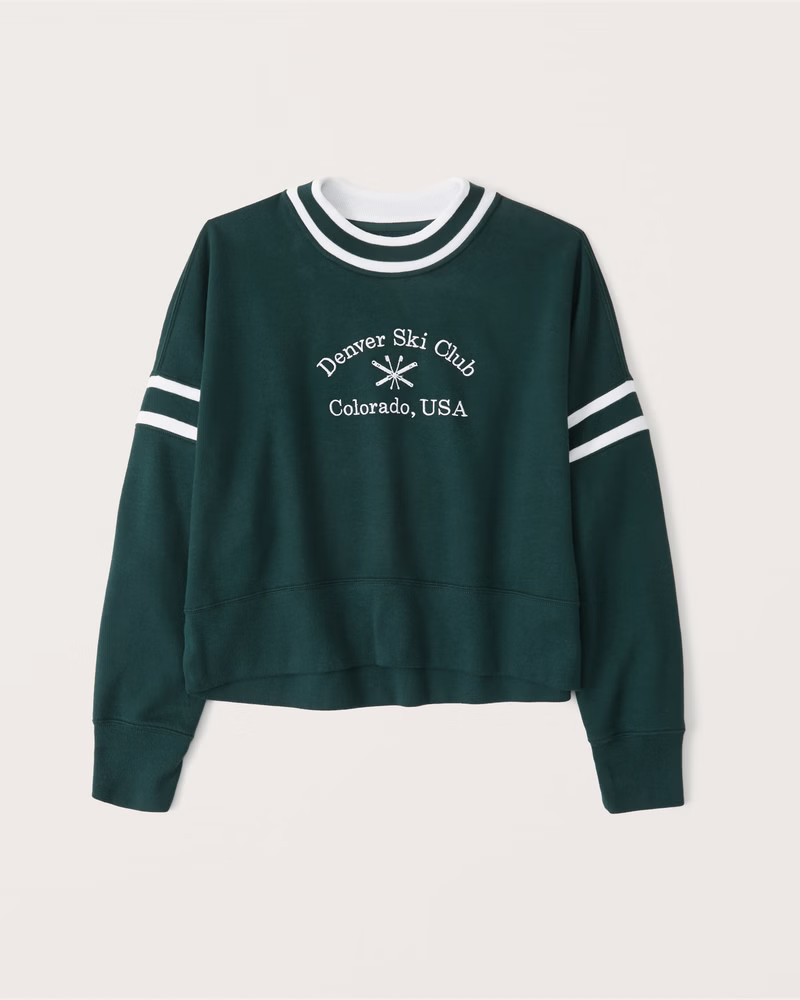 Women's 90s Sharkbite Cropped Graphic Crew Sweatshirt | Women's Clearance | Abercrombie.com | Abercrombie & Fitch (US)