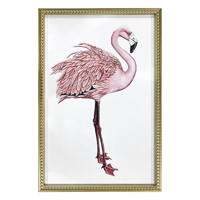 Glass Framed Flamingo Print Wall Art, 18x26 | At Home