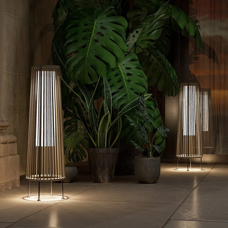 2-Pack Outdoor Floor Solar Light, All-Weather Wicker Patio Lamp, Outdoor/Indoors Lamp, Dark brown | Walmart (US)