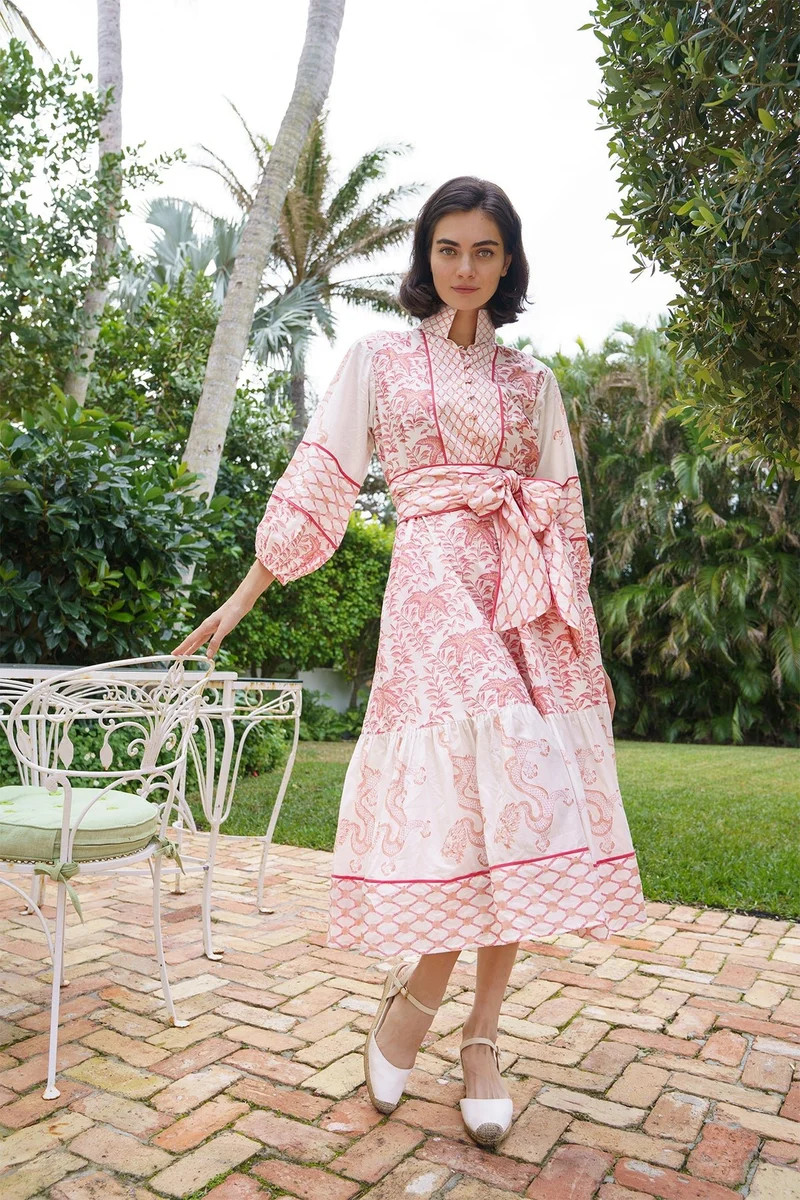 FINAL SALE Meg Braff x SUE SARTOR Flounce | Peach/Coral Forbidden City | SUE SARTOR
