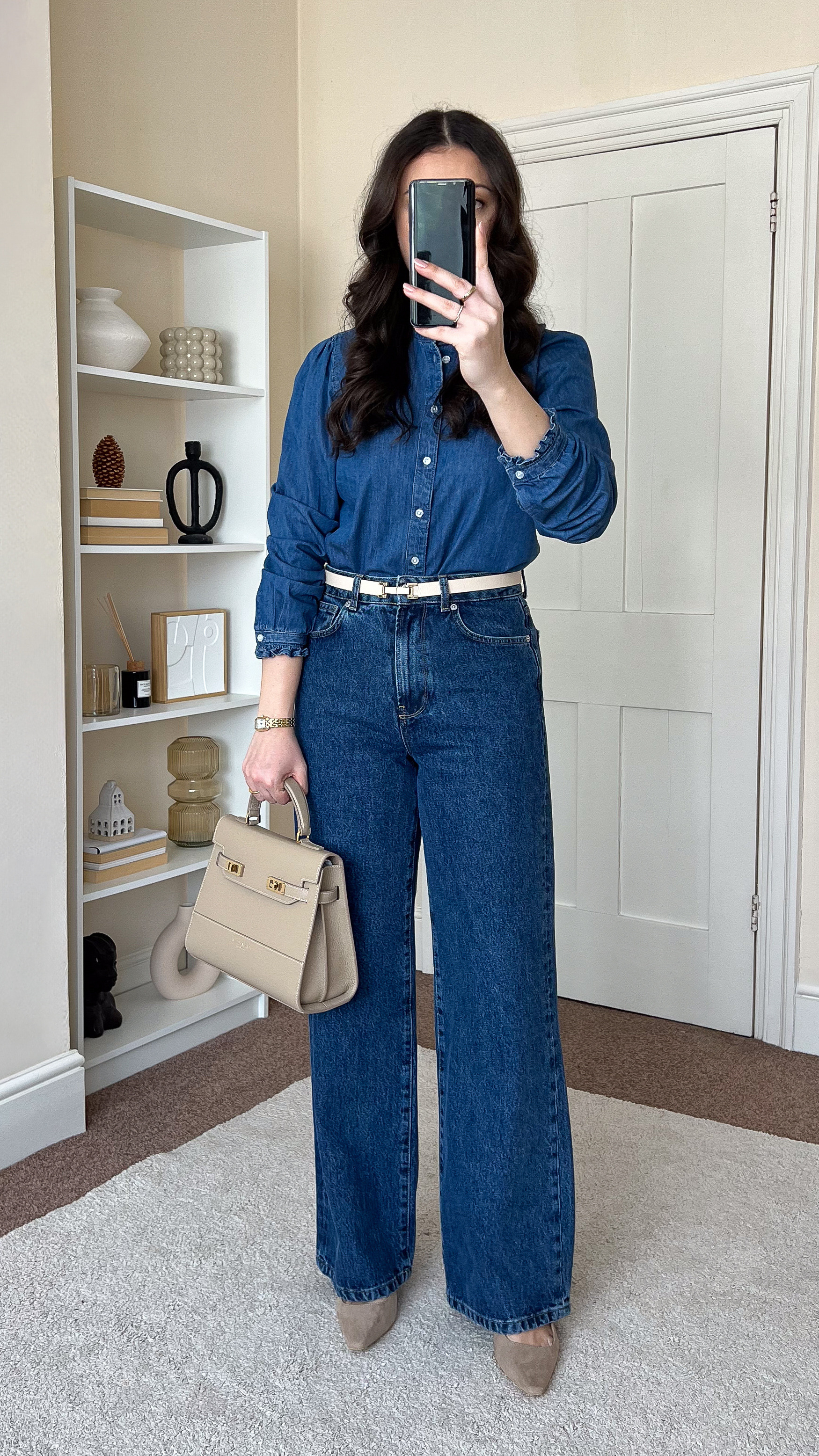 Casual chic early Spring outfit. Blouse is H&M, size S. Jeans are Mint Velvet, size UK10 regular. Shoes are H&M. Bag is Teddy Blake. 

 #LTKspring #LTKmodest #LTKstyletip