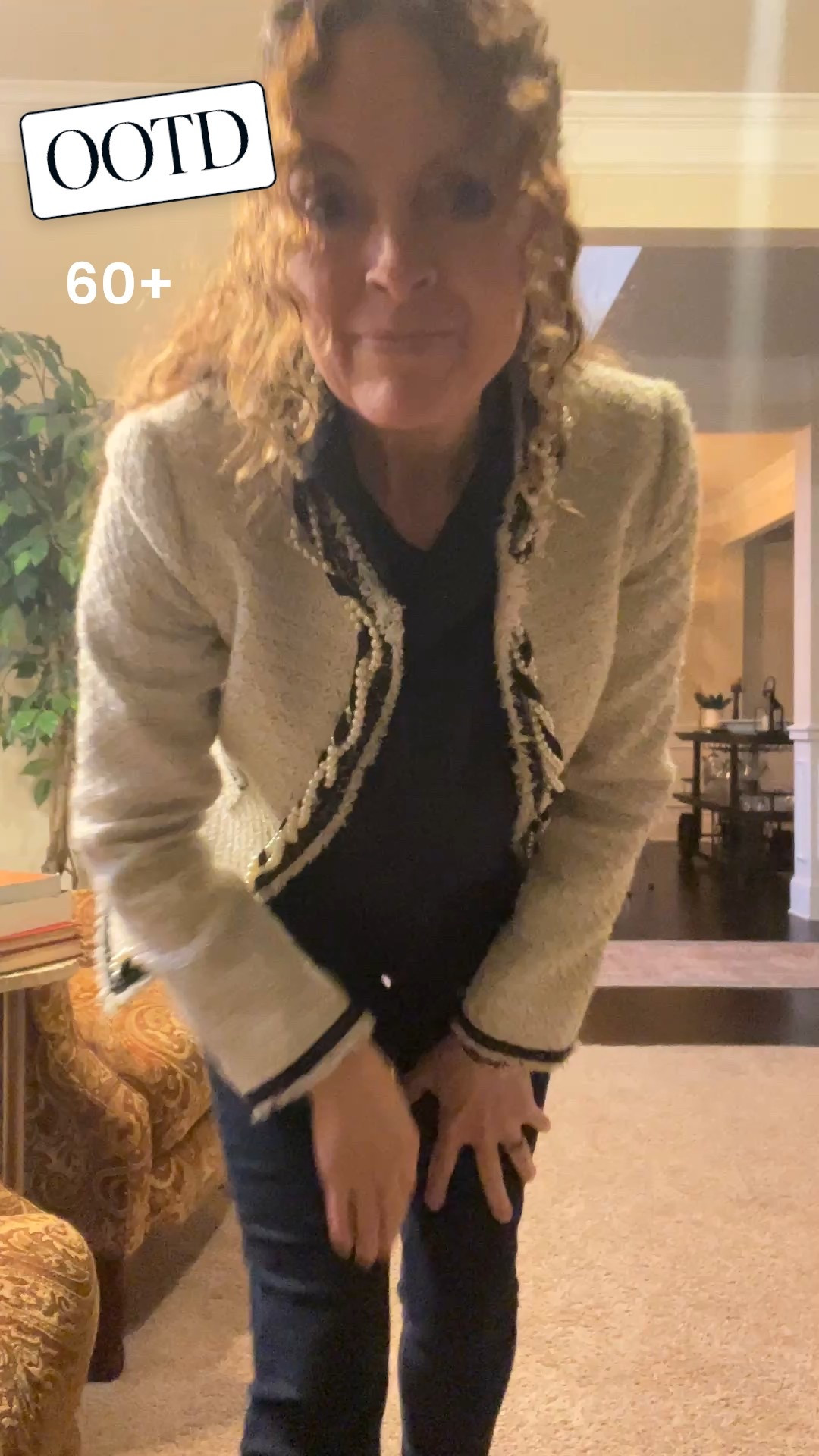 #OOTD for us 60+ ladies. ❤️Headed to church today then to a graduation lunch so I’ve pulled out some tan flats, skinny jeans in a very dark wash, a sleeveless cowl neck top and topped it off with a pearl embellished jacket that came from White House black market.  Comfy yet upscale.😊

I’ve linked my favorite similar items all here on my LTK.😍

#LTKootd #LTKOver40 #LTKFindsUnder100